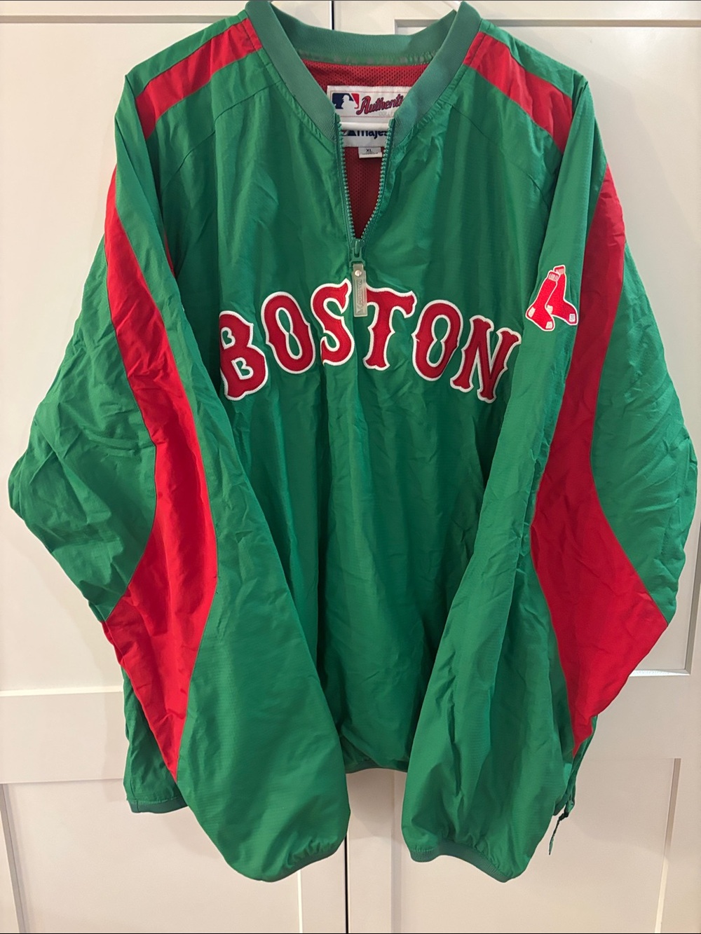 Majestic Boston Windbreaker Jacket - Green & Red